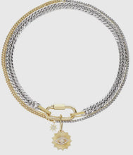 Load image into Gallery viewer, Carabiner Evil Eye Charm Stacked Stainless Steel Necklace