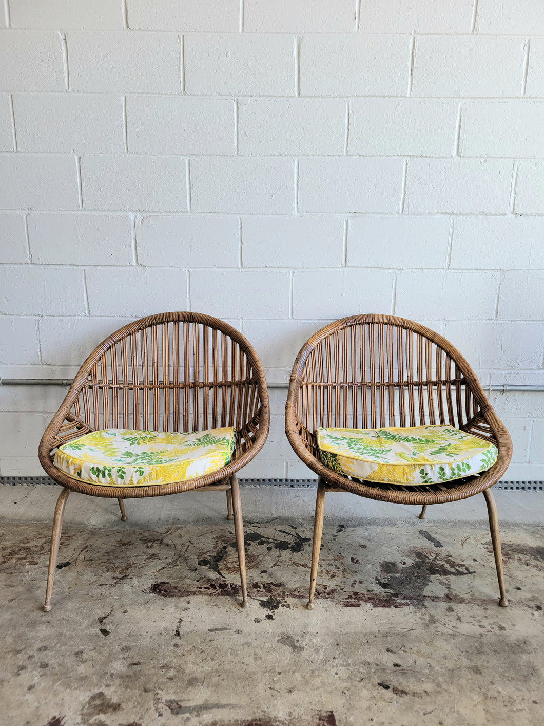 Pair of 1960s Wicker Basket Chairs