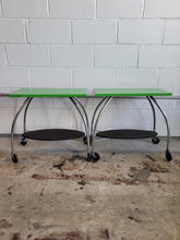 Load image into Gallery viewer, Pair of Green Rolling Carts