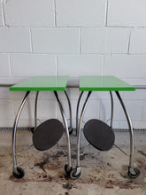 Load image into Gallery viewer, Pair of Green Rolling Carts