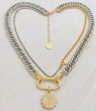 Load image into Gallery viewer, Carabiner Evil Eye Charm Stacked Stainless Steel Necklace