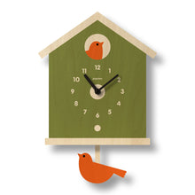 Load image into Gallery viewer, Birdhouse Pendulum Clock - Wood