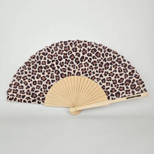 Load image into Gallery viewer, Small Folding Wood Hand Fan – Leopard Print