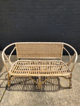 Load image into Gallery viewer, Mid Century Rattan and Wicker Loveseat