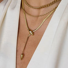 Load image into Gallery viewer, Gildora 18K Gold Non-Tarnish Serpent Y Lariat Necklace
