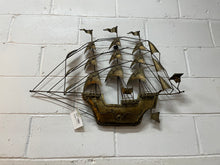 Load image into Gallery viewer, Mid Century Wall Mount Brass Ship Sculpture
