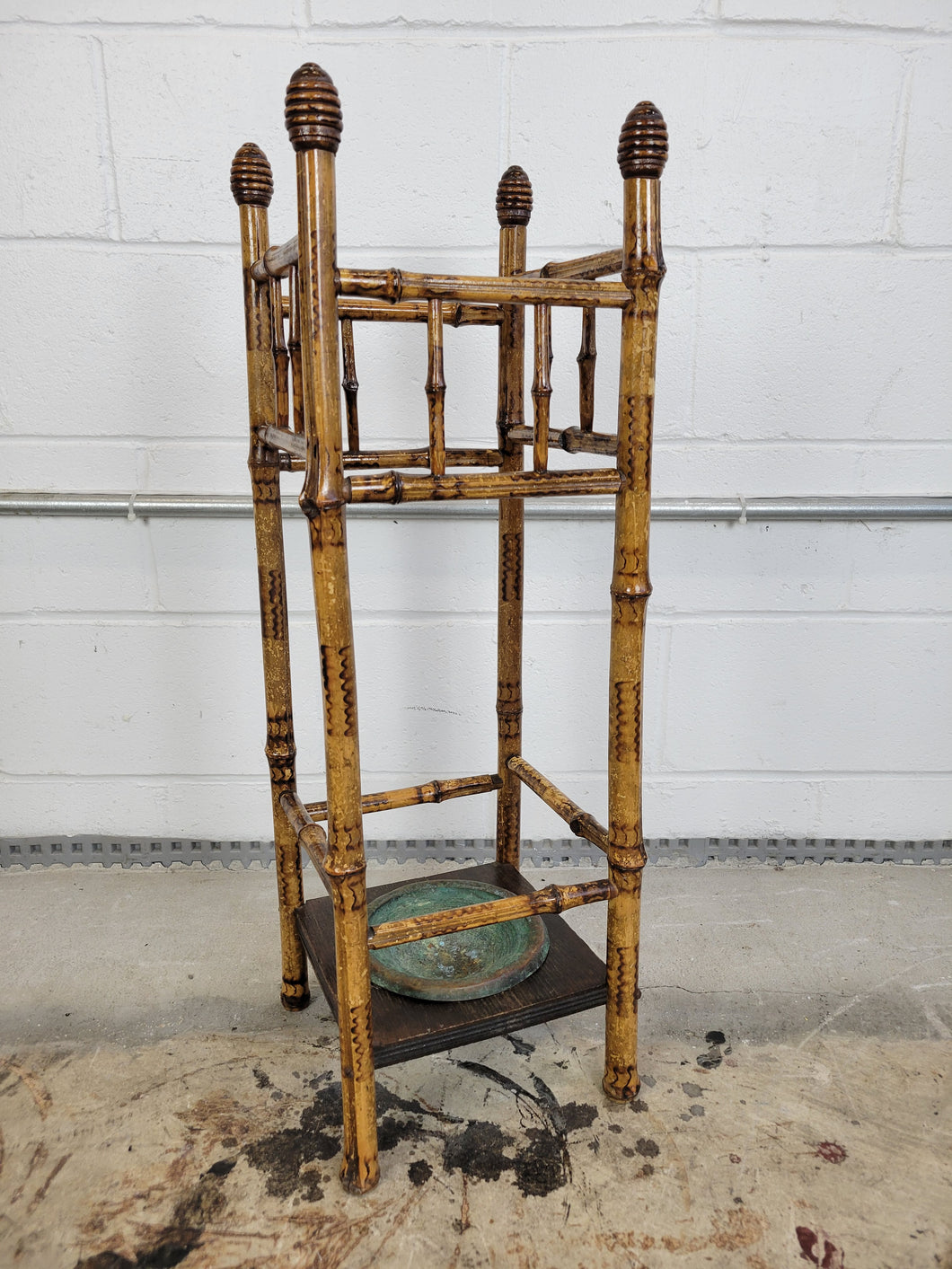 Antique Torched Bamboo Umbrella Stand