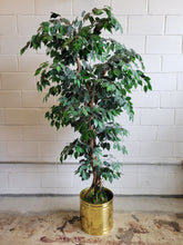 Load image into Gallery viewer, Fake Ficus in Goldtone Planter

