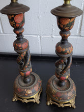 Load image into Gallery viewer, Pair of Antique Kashmiri Candlestick Lamps
