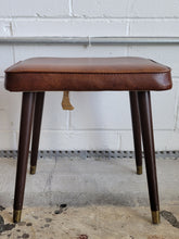 Load image into Gallery viewer, Mid Century Upholstered Foot Stool
