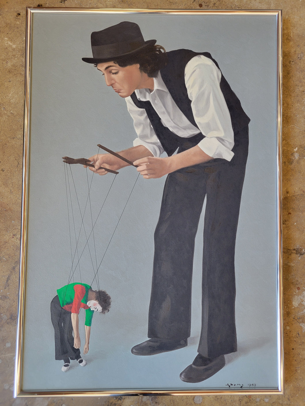 Mime with Marionette, singed Adams