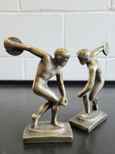 Load image into Gallery viewer, Pair of Bronze Art Deco Discus Throwing Figural Bookends
