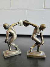 Load image into Gallery viewer, Pair of Bronze Art Deco Discus Throwing Figural Bookends
