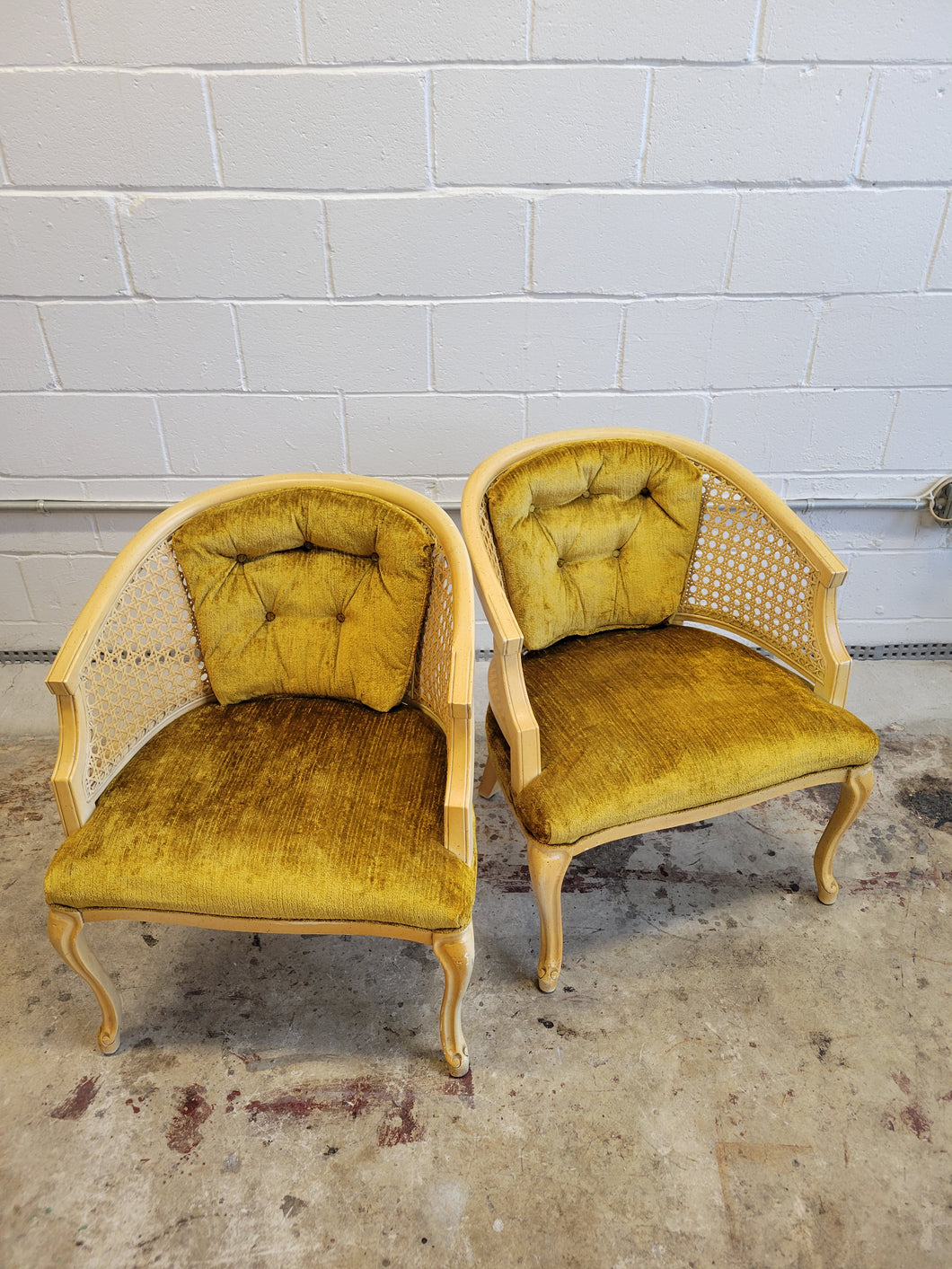Pair of Vintage Cane Back Club Chairs