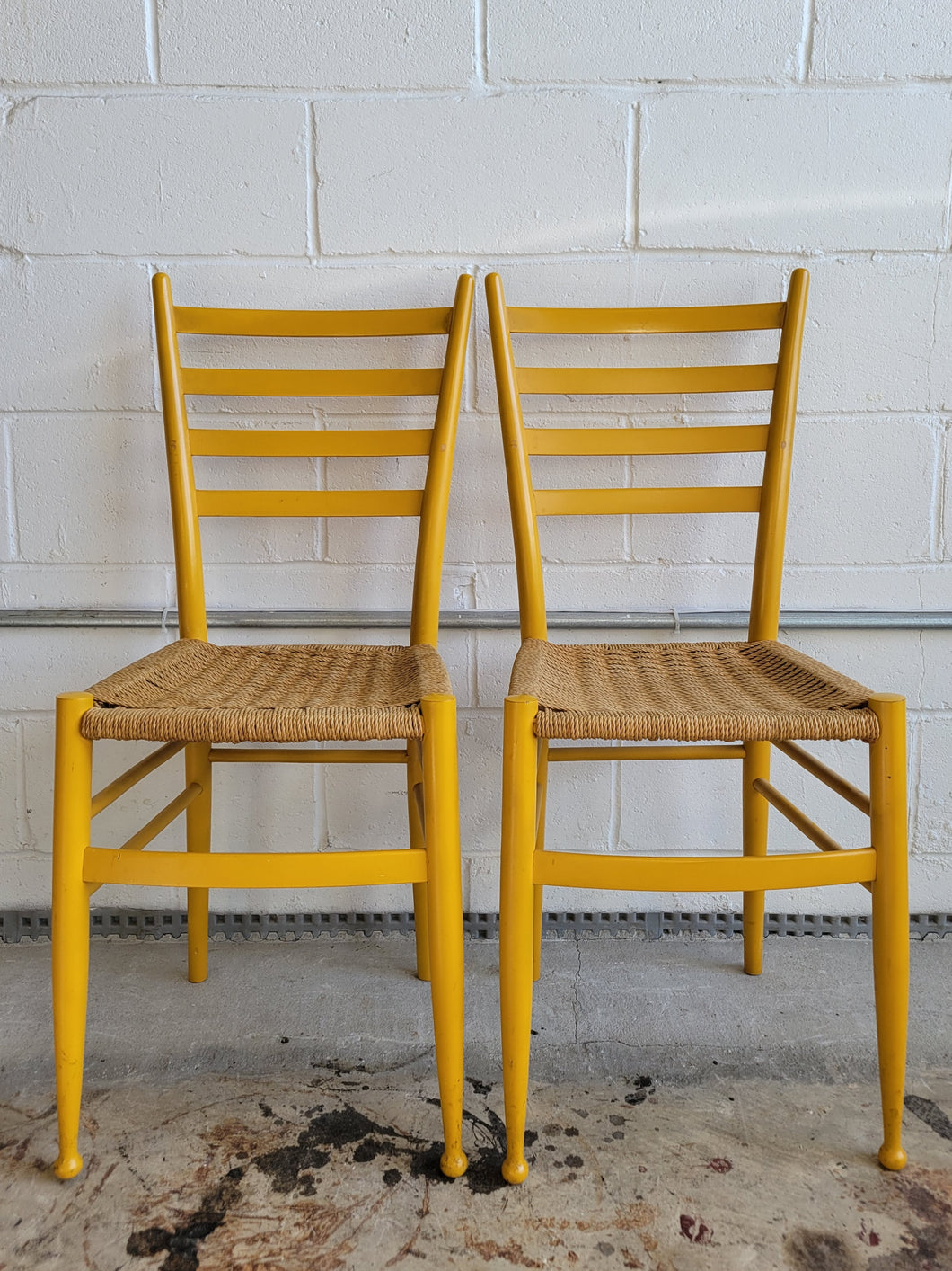 Pair of Danish Style Ladder Back Farm Chairs