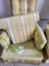Load image into Gallery viewer, Pair of Mid Century Striped Velvet Upholstered Armchairs
