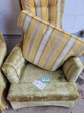 Load image into Gallery viewer, Pair of Mid Century Striped Velvet Upholstered Armchairs
