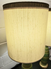 Load image into Gallery viewer, Pair of Mid Century 3 Way Green Ceramic Lamps
