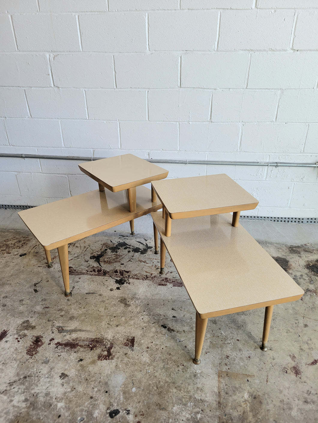 Pair of Mid Century Stepped End Tables