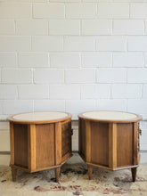 Load image into Gallery viewer, A Pair of Mid Century Storage Drum End Tables
