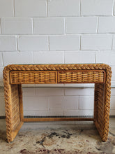 Load image into Gallery viewer, Vintage Rattan Waterfall Desk with Matching Chair
