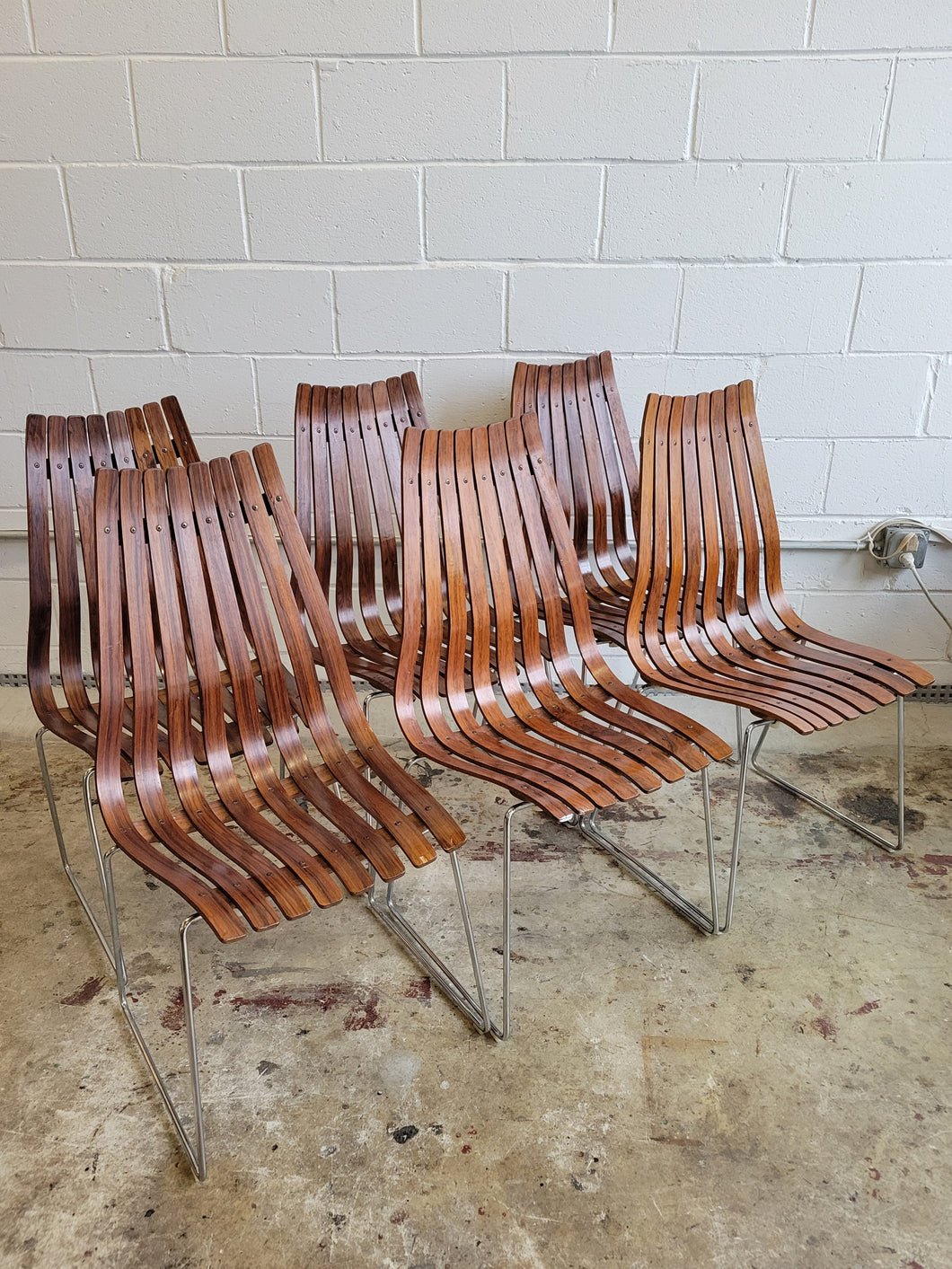 Set of 6 Mid Century Scandia Rosewood Dining Chairs