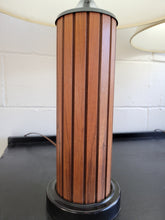 Load image into Gallery viewer, Pair of Mid Century Teak Slat Column Lamps
