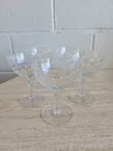 Load image into Gallery viewer, Vintage Floral Etched Coupe Glasses - Set of 5
