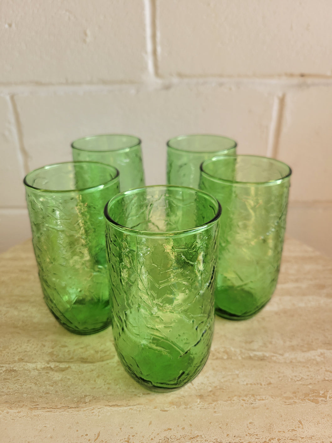 Set of 5 Green Libby Water Glasses