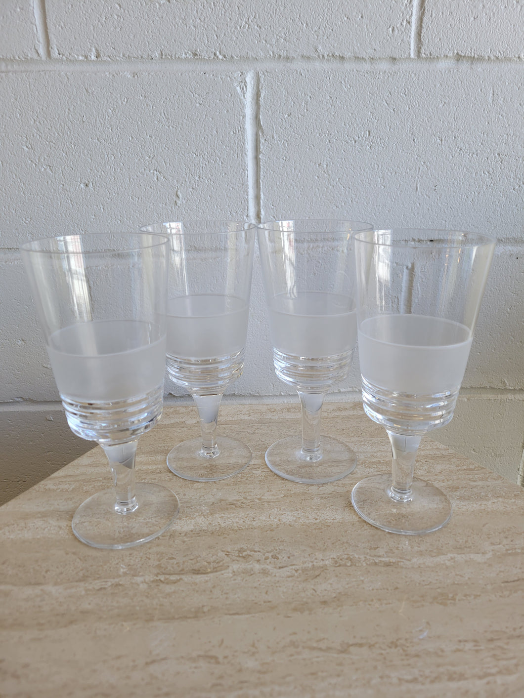 Set of 4 Etched Crystal Water Glasses by Miller Rogaska