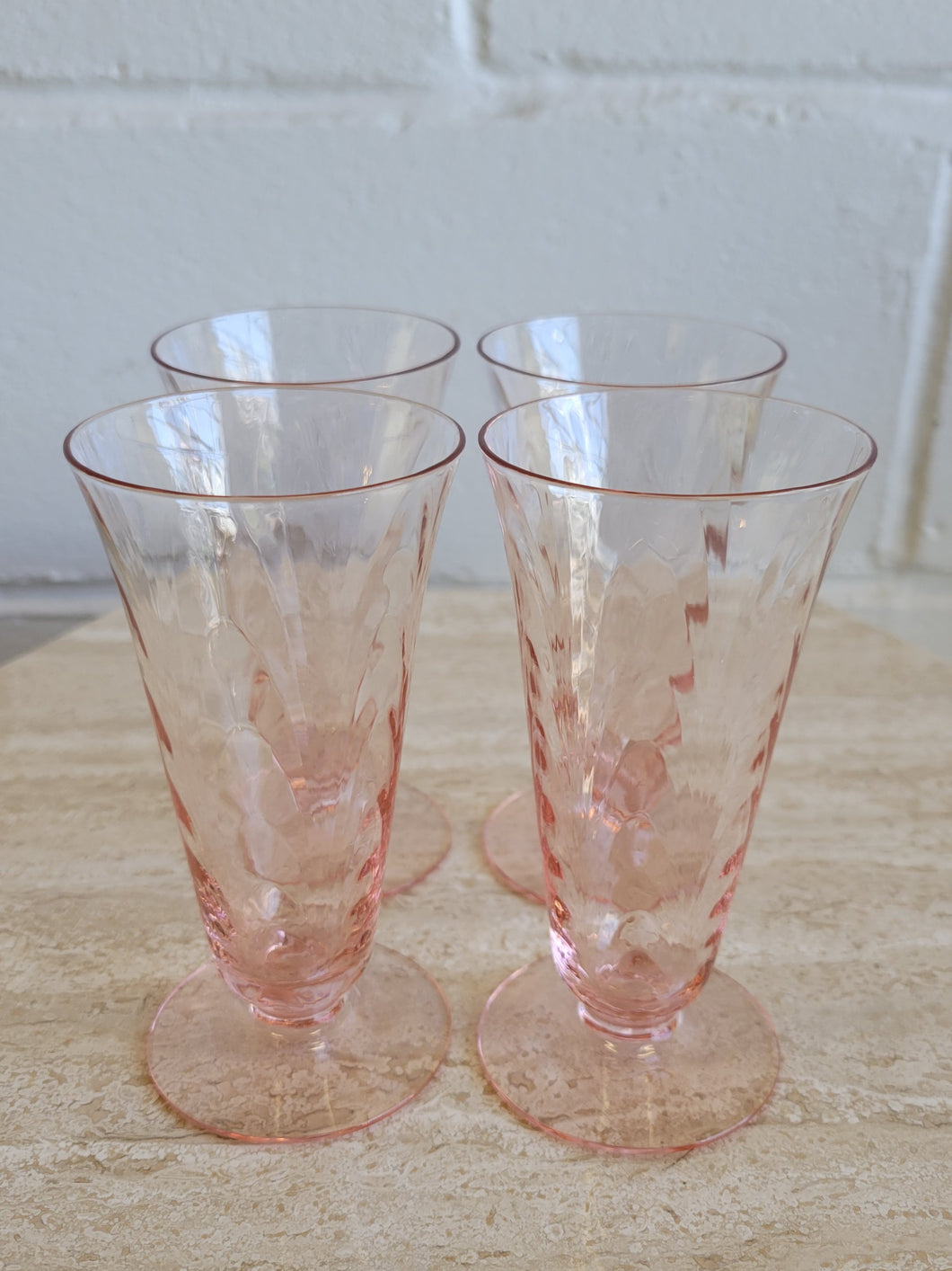 Set of 4 Pink Morgantown Cordial Glasses