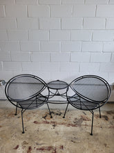Load image into Gallery viewer, 1950s Salterini &quot;Radar&quot; Settee Chairs and Table
