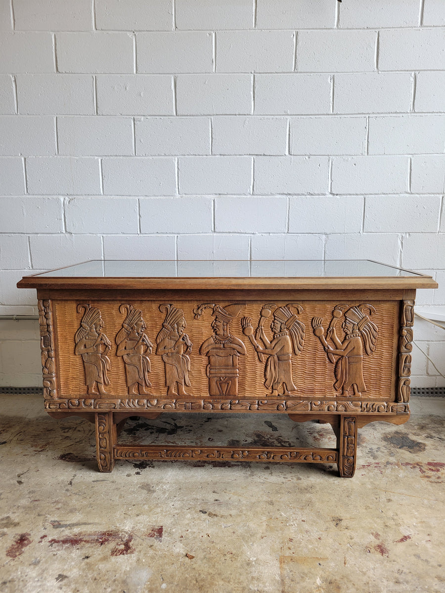 MCM Carved Mayan Revival Desk – Wishbone Reserve Baltimore