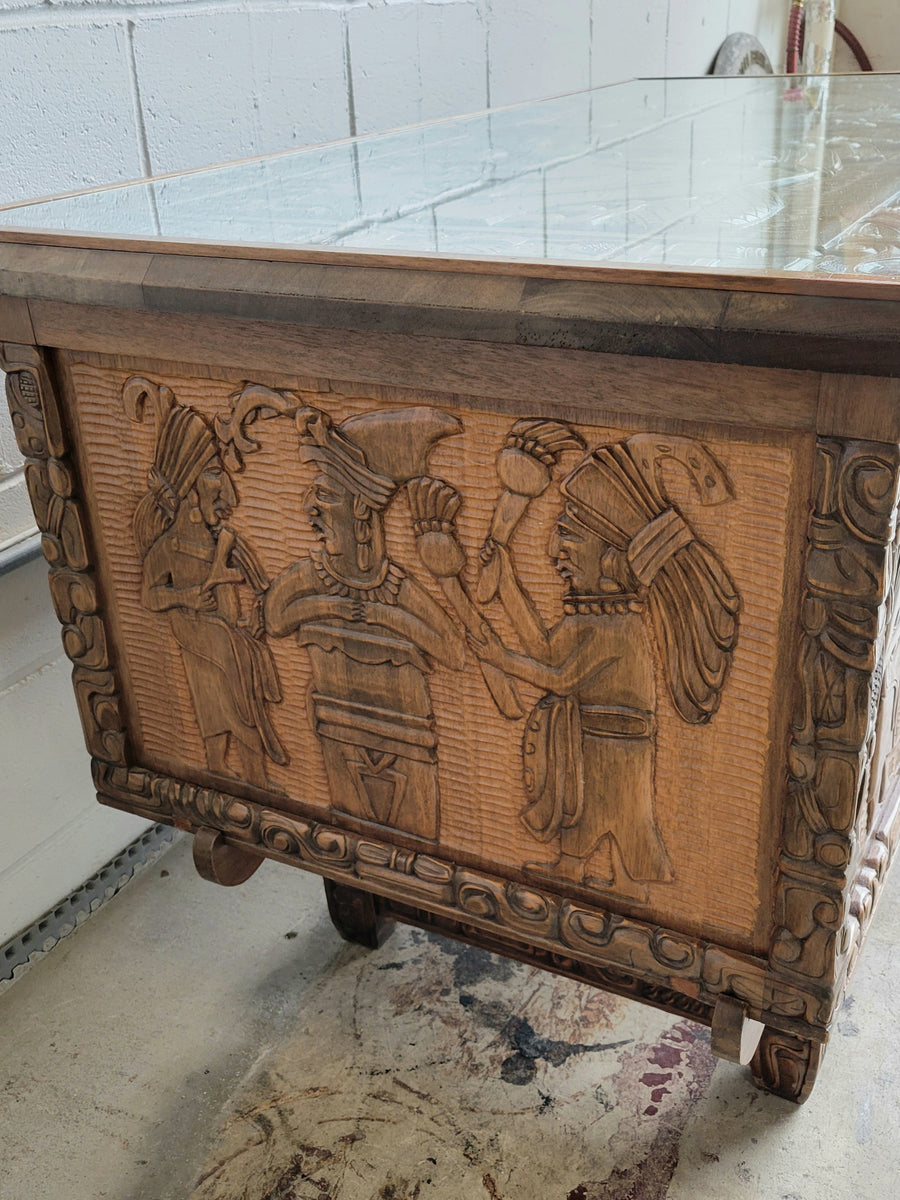 MCM Carved Mayan Revival Desk – Wishbone Reserve Baltimore