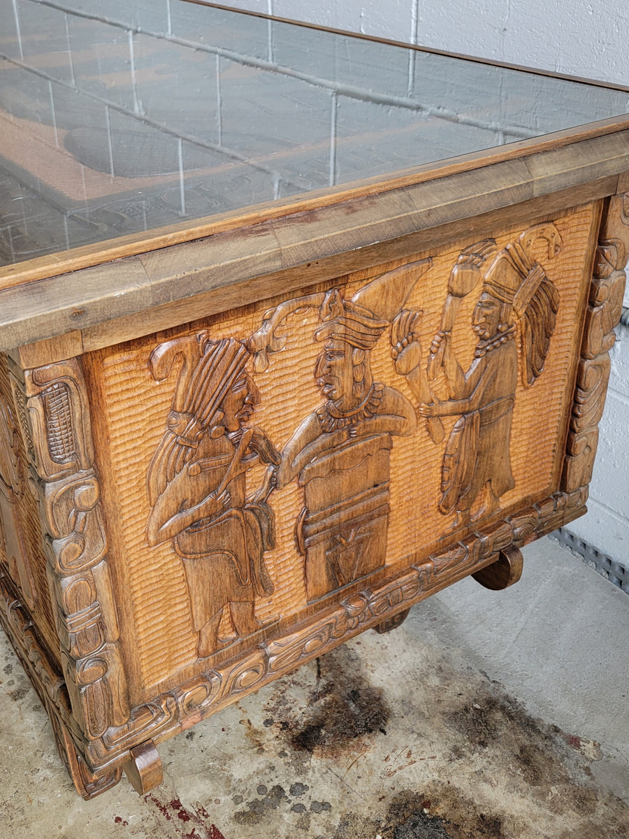 MCM Carved Mayan Revival Desk – Wishbone Reserve Baltimore