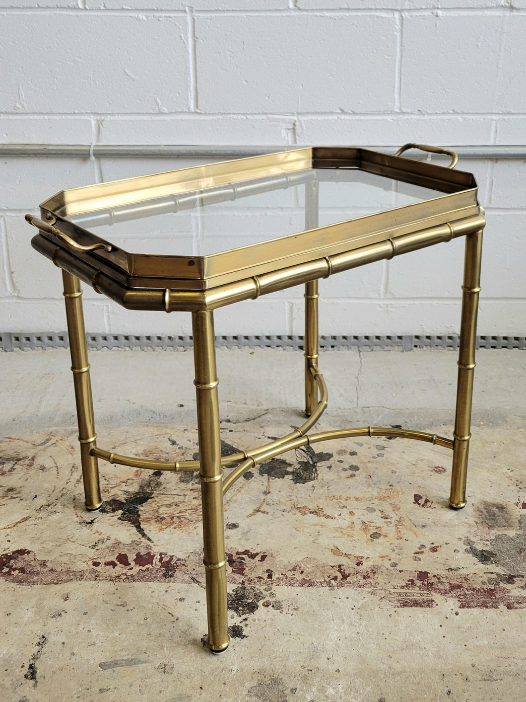Mid Century Italian Brass and Glass Tray Top Table