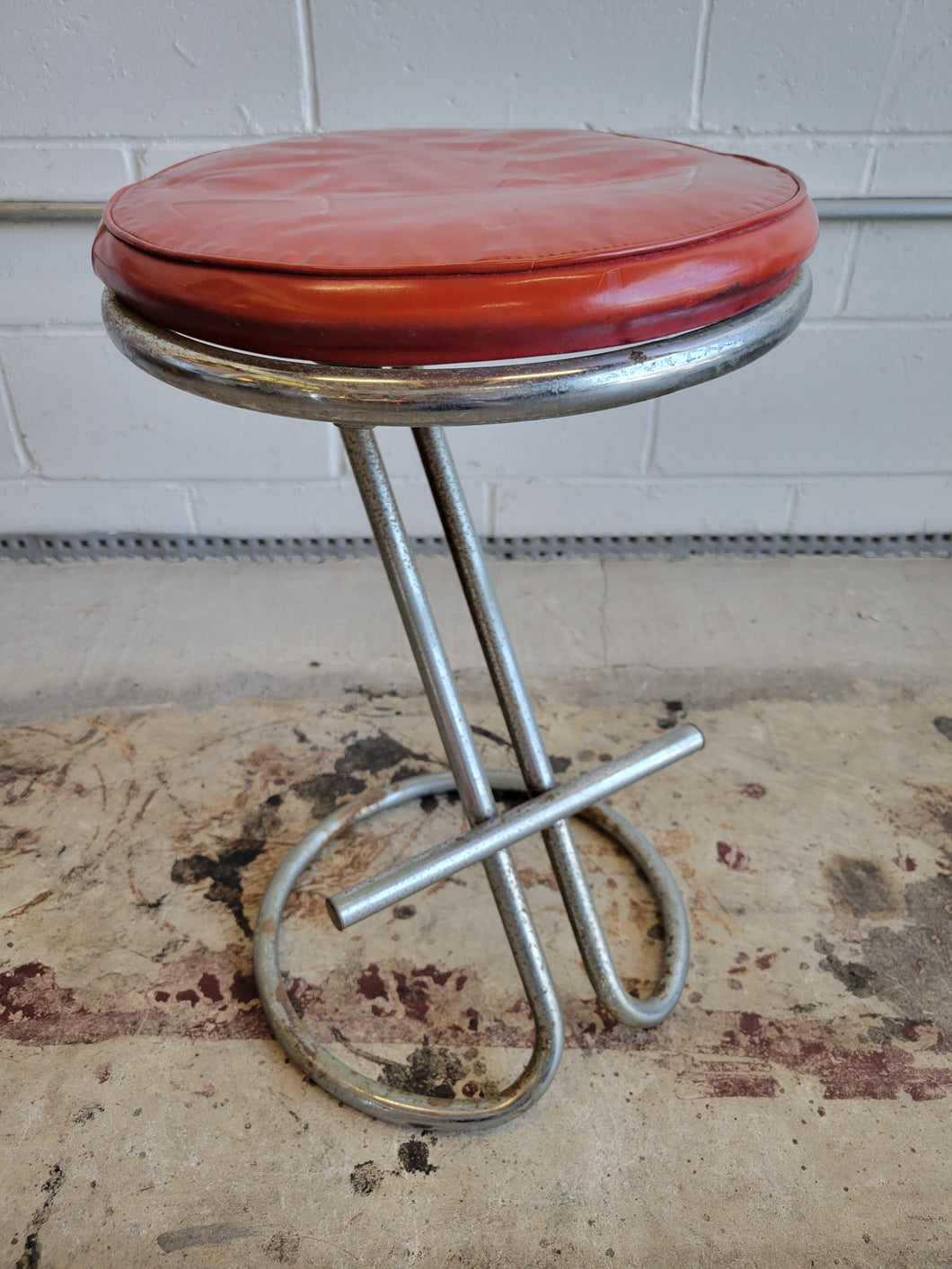 Gilbert Rohde Z Stool - Red Upholstery