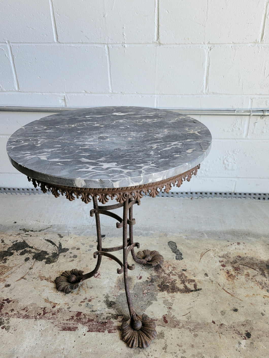 Marble Top Victorian Wrought Iron Table