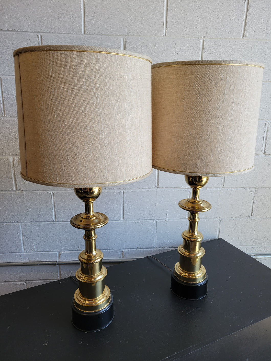 Pair of Mid Century Brass Lamps