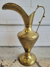 Load image into Gallery viewer, Vintage Engraved Brass Pitcher
