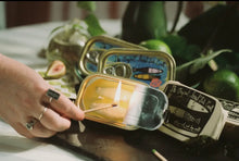 Load image into Gallery viewer, Tinned Fish Candle - Sardines in Olive Oil and Sea Salt
