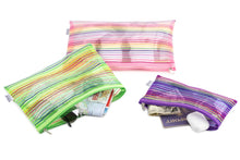 Load image into Gallery viewer, Striped Neon Mesh Zipper Pouches
