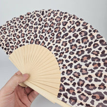 Load image into Gallery viewer, Small Folding Wood Hand Fan – Leopard Print
