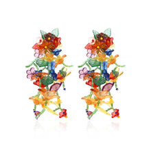 Load image into Gallery viewer, Multicolored Beaded Flower Power Earrings
