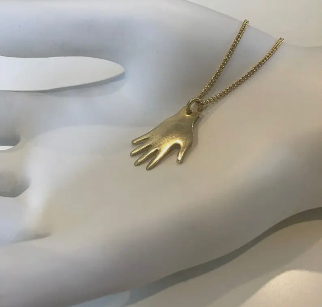 Gold Plated Hand Pendant Necklace