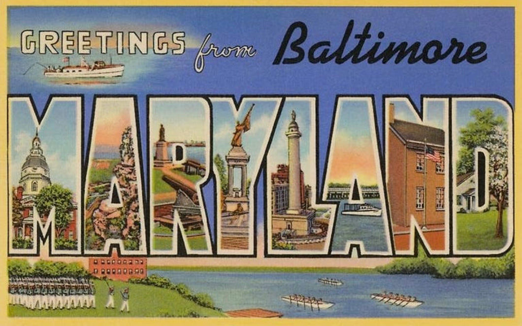 Greetings From Baltimore Vintage Image, Art Print
