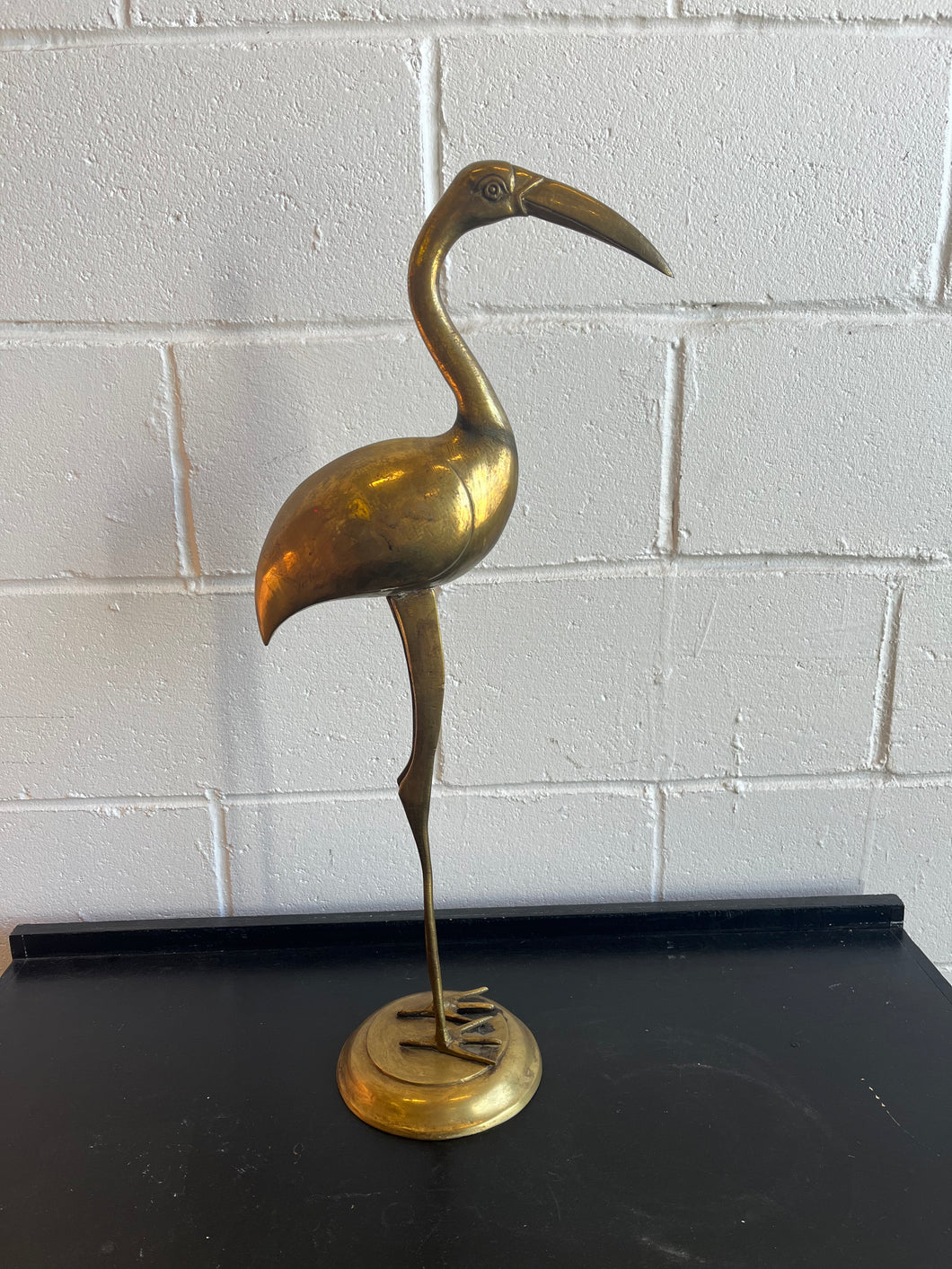 Vintage Brass Heron Statue