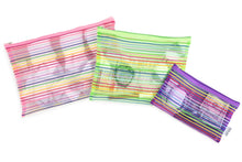 Load image into Gallery viewer, Striped Neon Mesh Zipper Pouches
