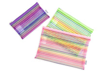 Load image into Gallery viewer, Striped Neon Mesh Zipper Pouches
