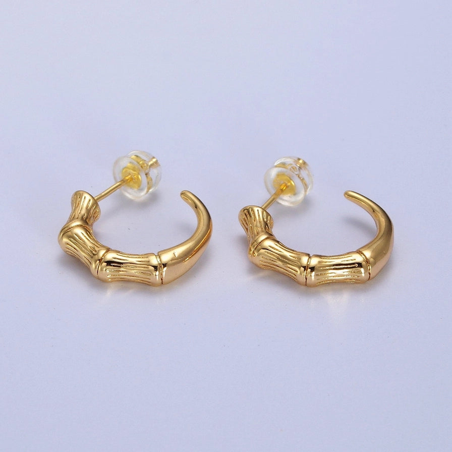 Pair of Gold Plated Bamboo Hoops